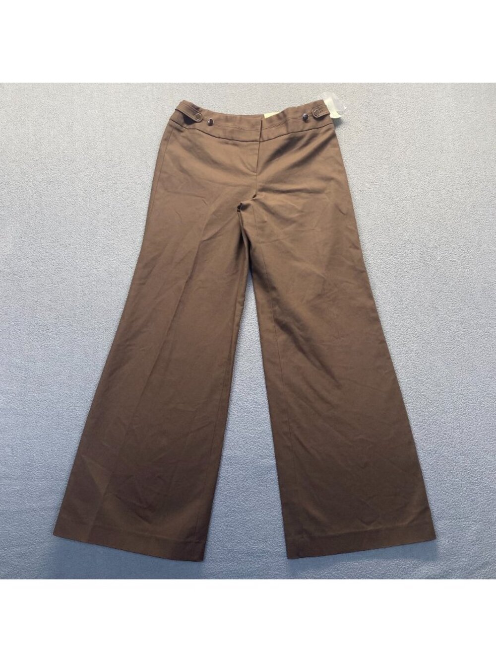 Boutique Essentials Brown Dress Pants Size 8 Wide Leg,Cotton,Zipper